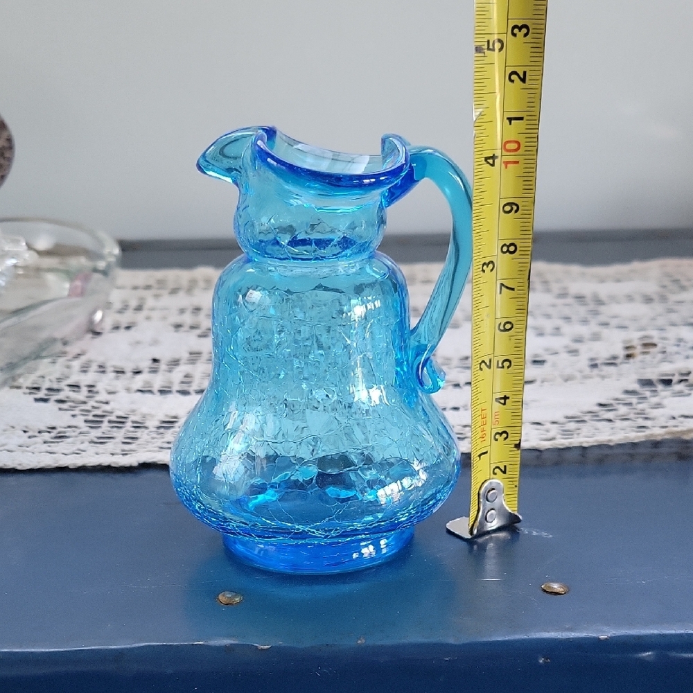 Kanawha Blue Crackle Glass Pitcher